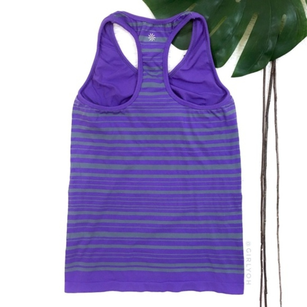 Athleta Purple Stripe Seamless Racerback Tank Top - Picture 2 of 6